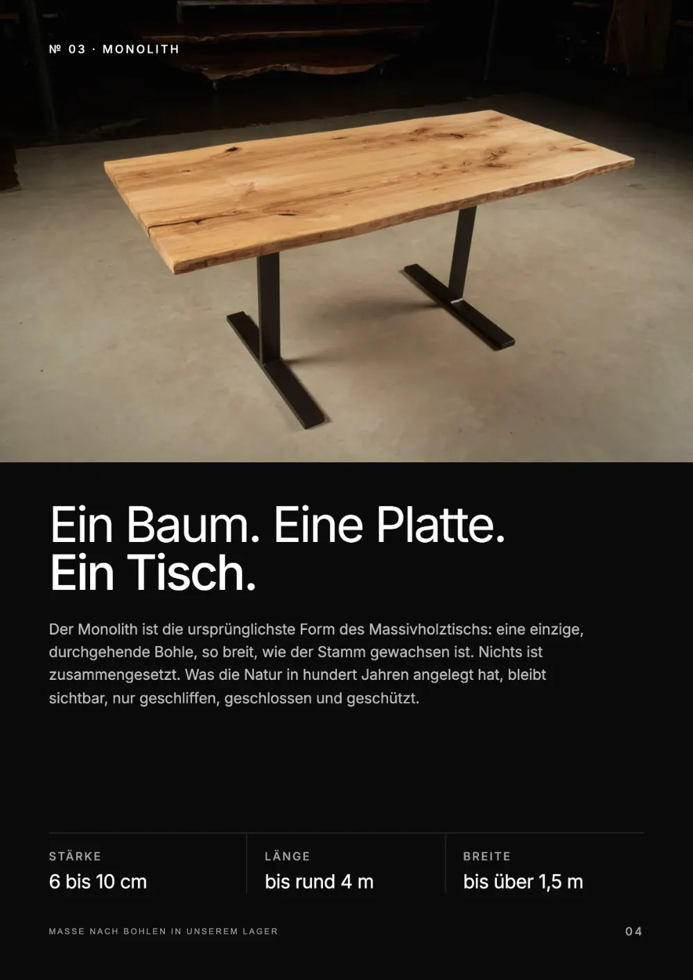 Lookbook Seite 4: № 03 · MONOLITH Ein Baum.